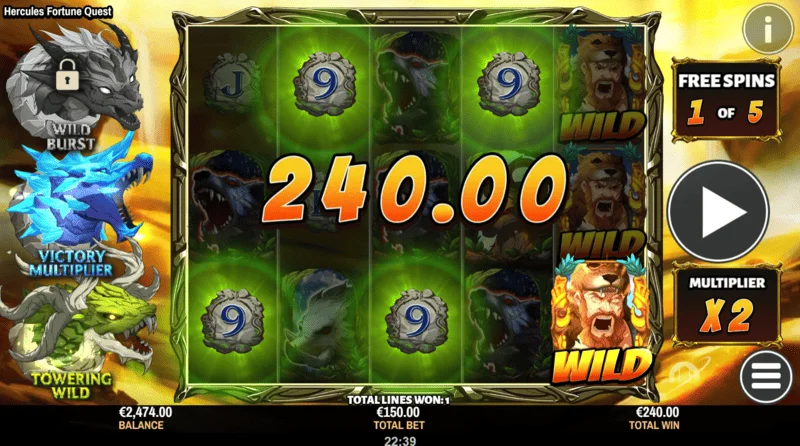 Hercules Fortune Quest - win during the bonus round