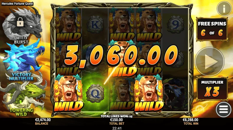 Hercules Fortune Quest - big win in a round