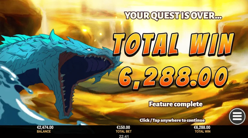 Hercules Fortune Quest - total win for the spin